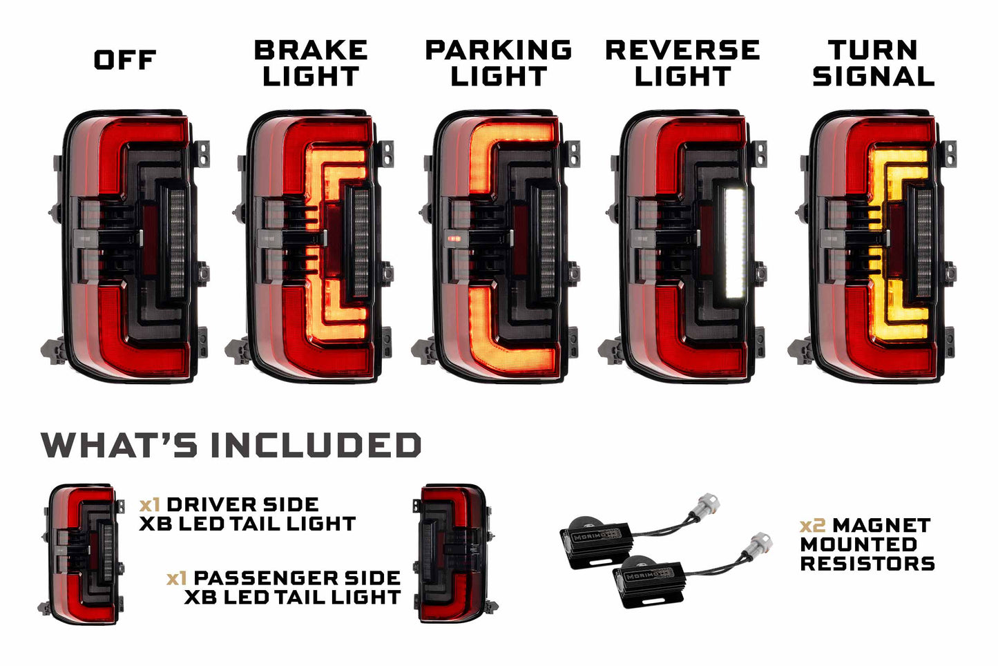 XB LED Tail Lights: Ford Bronco (21+ / Red Lens / Set)