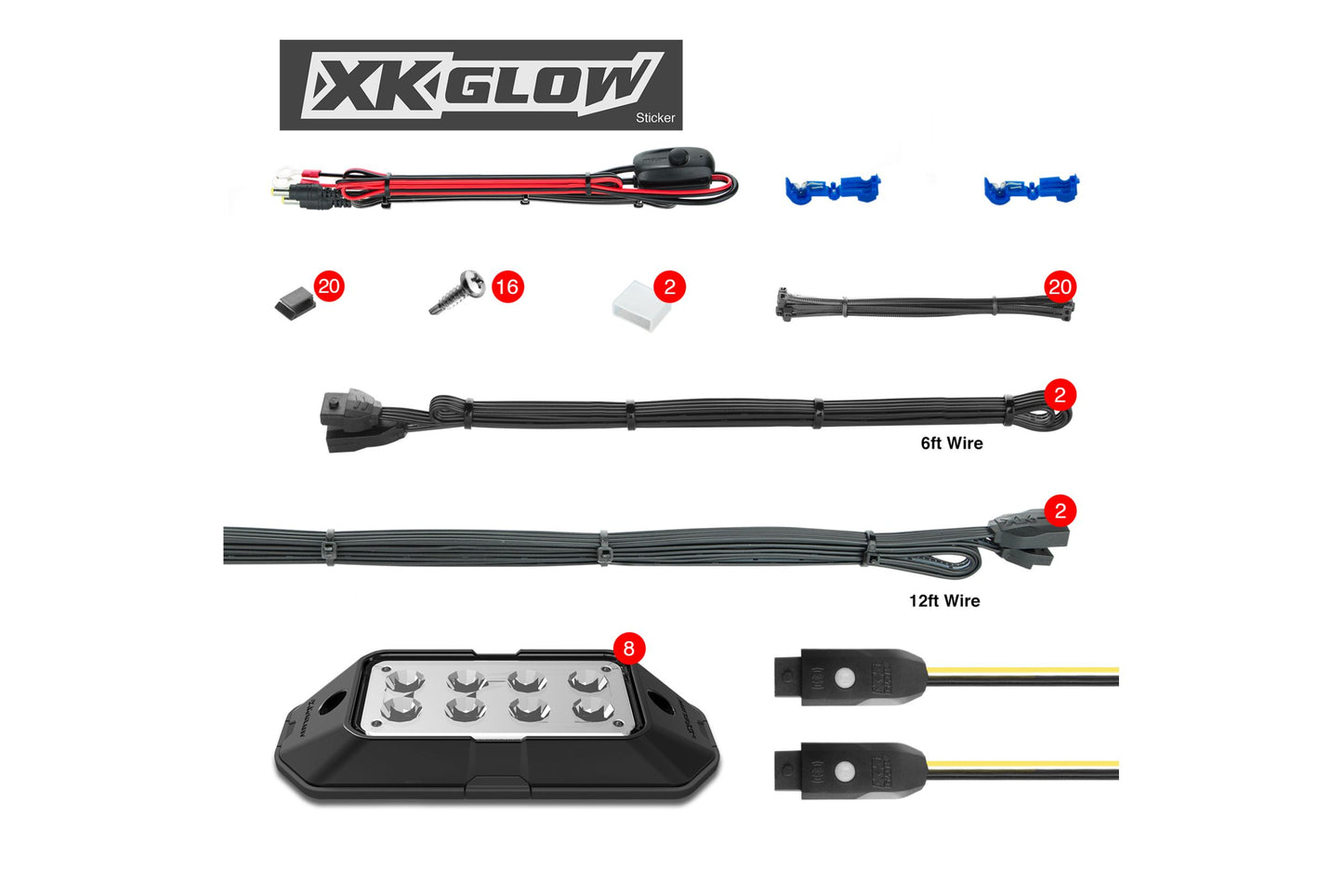 XKGlow LED Rock Light Kit: White / 18pc