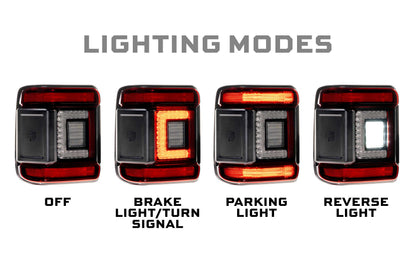 XB LED Tail Lights: Jeep Wrangler JL (18+ / Red Lens / Set)